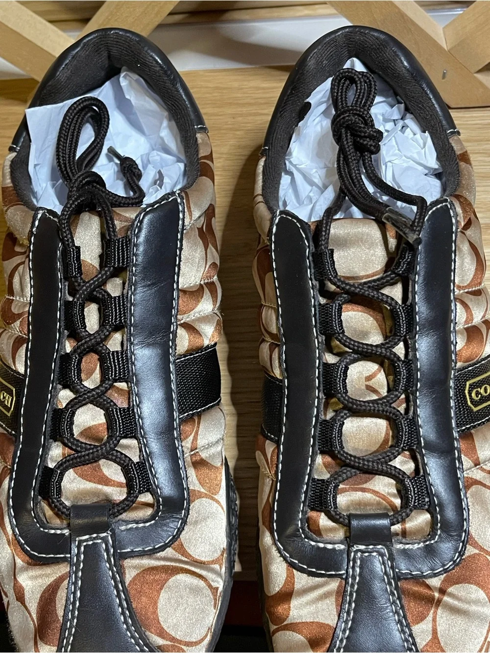 Coach W Sz 8M Metallic Bronze / Choco Quilted low -top Sneaker /Authentic Coach